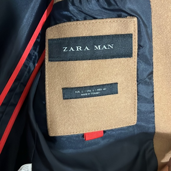 NWOT - ZARA 78% Wool blend men’s coat camel size L jacket fall winter - Picture 9 of 15